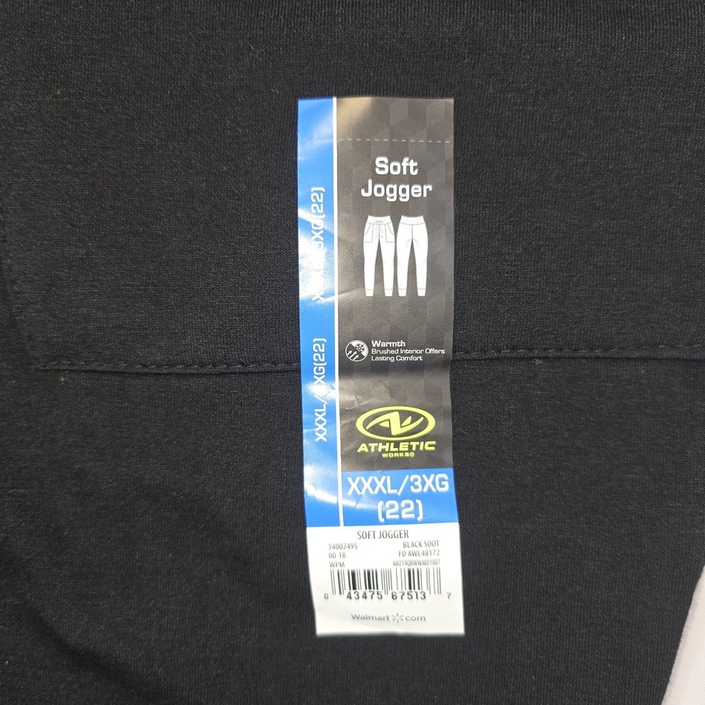 2 Pack Athletic Works Black Soft Jogger Pants Women's XXXL 3XG Drawstring NWT - Picture 8 of 9